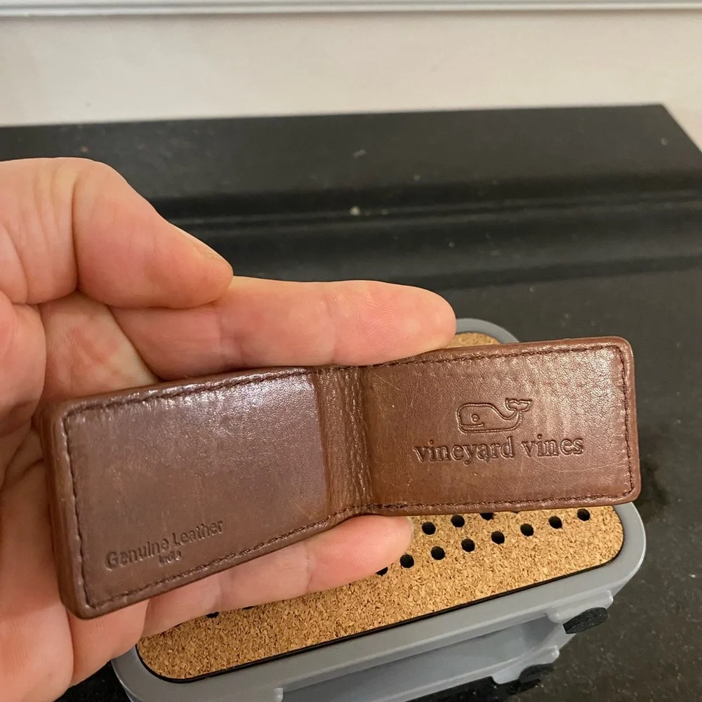 Vineyard Vines Brown Leather Money Clip